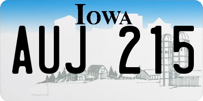 IA license plate AUJ215