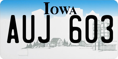 IA license plate AUJ603