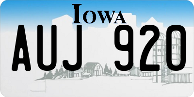 IA license plate AUJ920