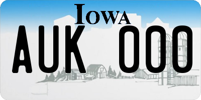IA license plate AUK000