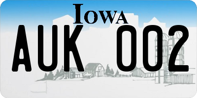 IA license plate AUK002