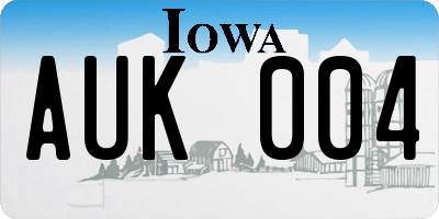 IA license plate AUK004