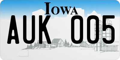 IA license plate AUK005