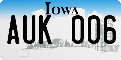 IA license plate AUK006