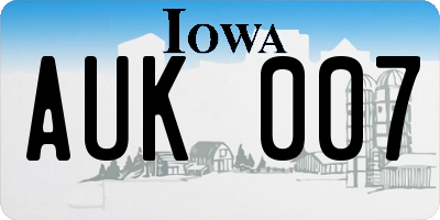 IA license plate AUK007