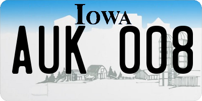 IA license plate AUK008