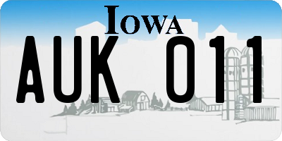 IA license plate AUK011