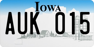 IA license plate AUK015