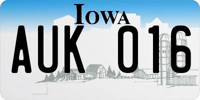 IA license plate AUK016