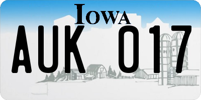 IA license plate AUK017
