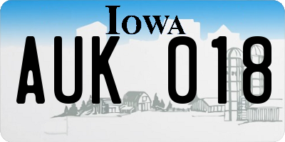 IA license plate AUK018