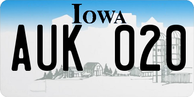 IA license plate AUK020