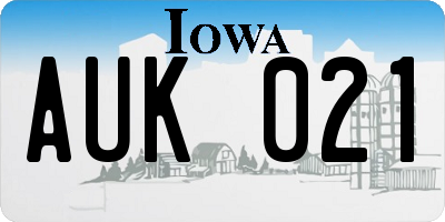 IA license plate AUK021