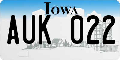 IA license plate AUK022