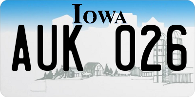 IA license plate AUK026