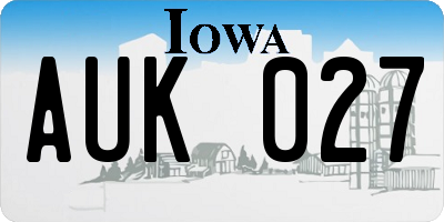 IA license plate AUK027