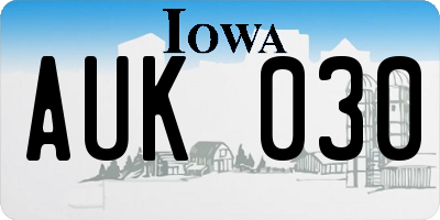 IA license plate AUK030