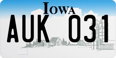 IA license plate AUK031