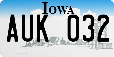 IA license plate AUK032