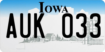 IA license plate AUK033