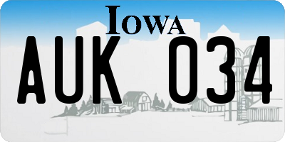 IA license plate AUK034