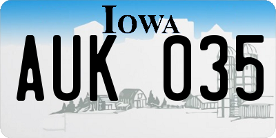 IA license plate AUK035