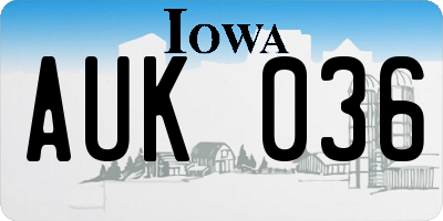 IA license plate AUK036