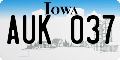 IA license plate AUK037
