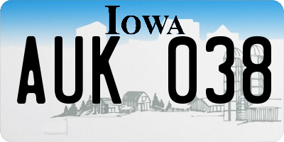 IA license plate AUK038