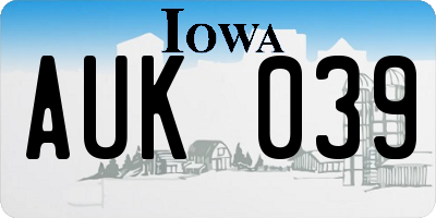 IA license plate AUK039
