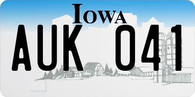 IA license plate AUK041