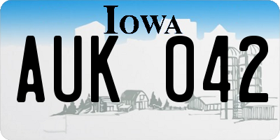 IA license plate AUK042