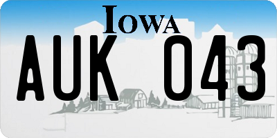 IA license plate AUK043