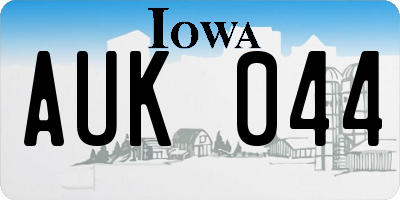 IA license plate AUK044
