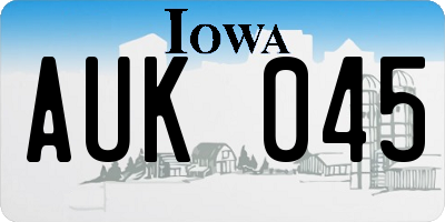 IA license plate AUK045