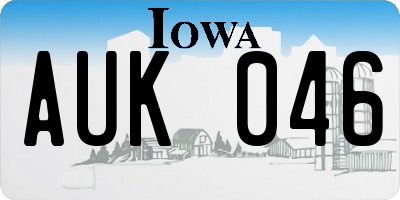 IA license plate AUK046