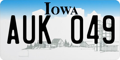 IA license plate AUK049
