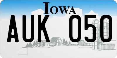 IA license plate AUK050