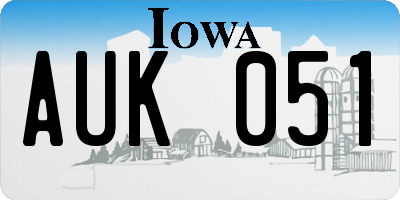 IA license plate AUK051