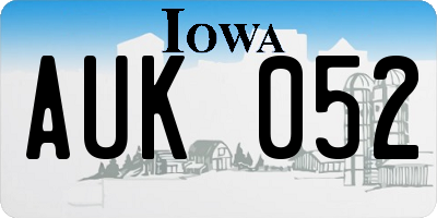 IA license plate AUK052