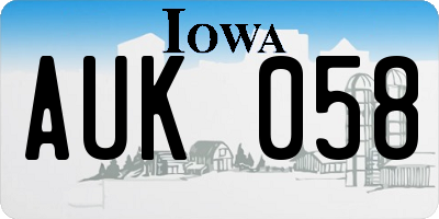 IA license plate AUK058