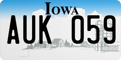 IA license plate AUK059