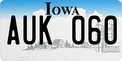 IA license plate AUK060