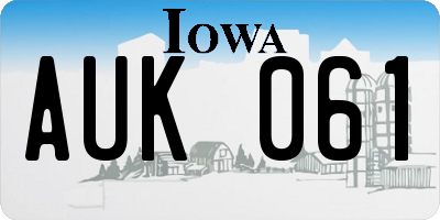 IA license plate AUK061