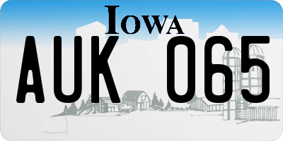IA license plate AUK065