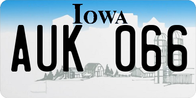 IA license plate AUK066