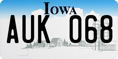 IA license plate AUK068
