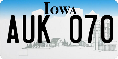 IA license plate AUK070