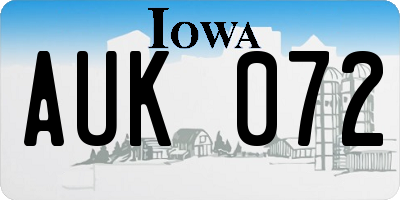 IA license plate AUK072