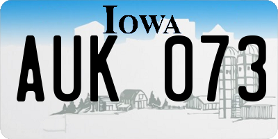 IA license plate AUK073